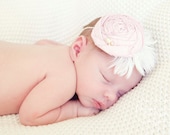 Pink Rosette Headband...Pink Flower Headband...Flower Headband...Newborn Baby Girl Headband....pink..SHAYLYNNE