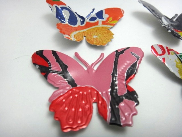 Upcycled Soda Can Butterfly Embellishments - set of 9