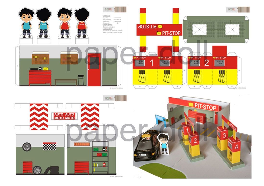 PAPER TOY gas station