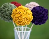 Five Flower Decorative Balls in Mustard,Olive,Tan,Burgandy,and Plum