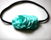 Spearmint Ruffled Flower Baby Toddler Stretch Headband