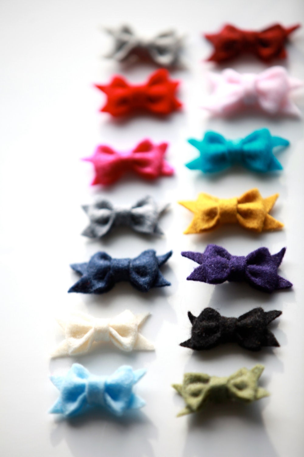 The Claire Bow- Tiny Newborn Felt Bows- Choose Four Colors