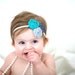 Spring Rosette Stretch Headband in Teal,Grey, and Charcoal