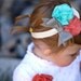 Ingrid Flowers,Rosette, and Bow Headband in Burnt Coral, Spearmint, Grey, and Ivory All Sizes