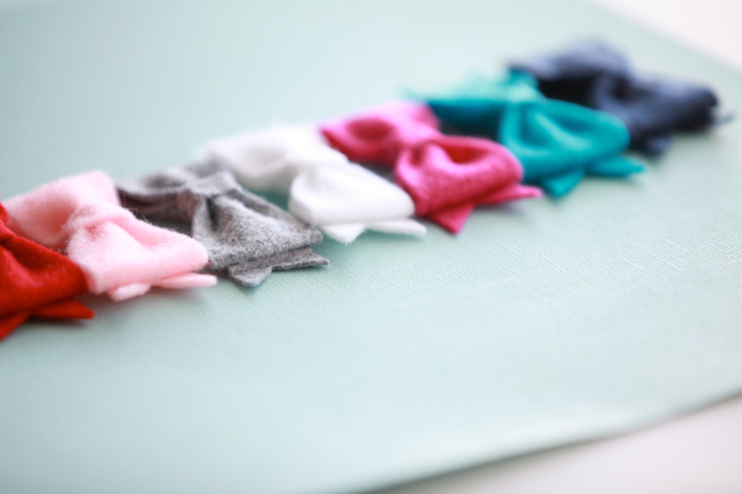 Chic Felt Bow Hair Clips 2.5 Inches- CHOOSE 4 Clips- In Top Nine Colors