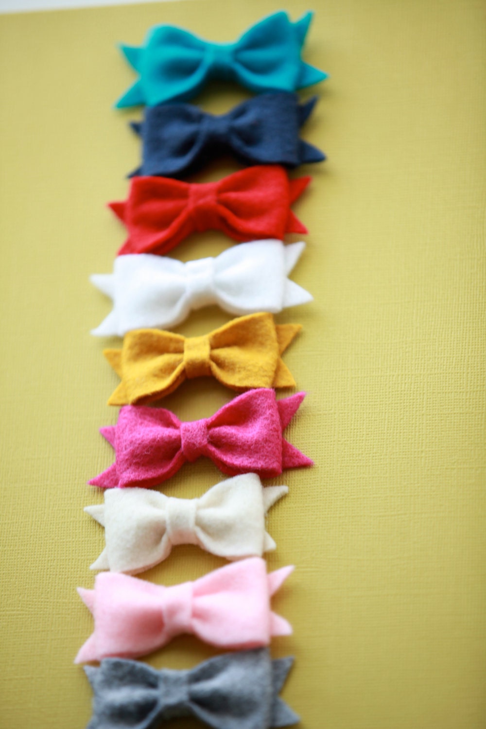 Chic Felt Bow Hair Clips 2.5 Inches- CHOOSE 4 Clips- In Top Nine Colors