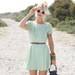 VTG 60s Pale Green Party Dress w/ Silver Sequins S/M