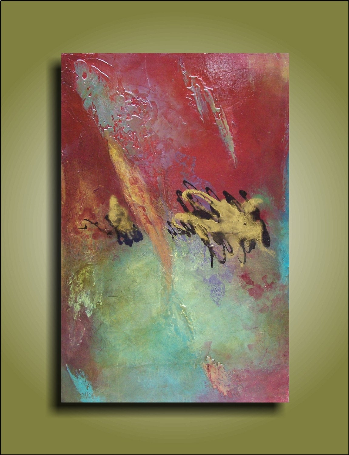 Heartless Challlenge- 24x36  Huge UNIQUE TEXTURAL ABSTRACT original painting