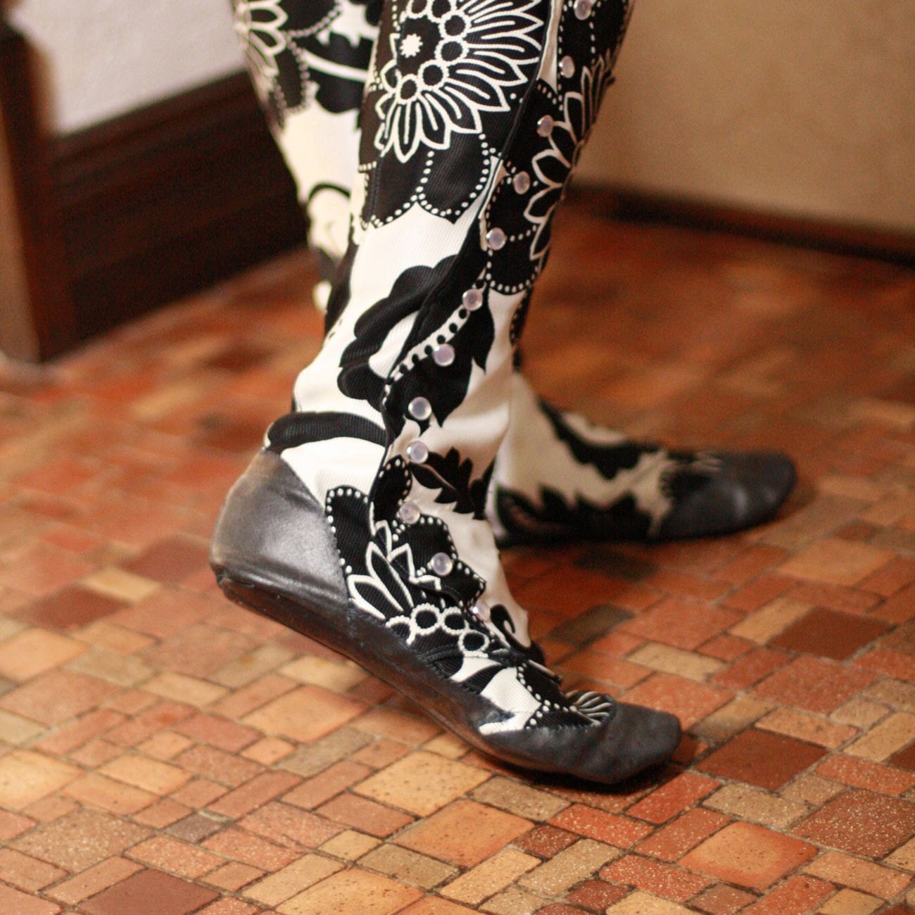 Knee High Boots with Victorian-Style Side Snaps, Recycled Rubber Soles and Oval Toes