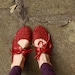 Oval Toe Outdoor Shoes, Burgundy and Gold with Recycled Rubber Soles