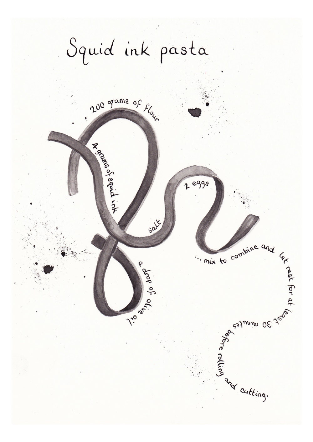 Squid Ink Pasta Illustrated Recipe
