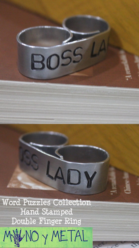 BOSS LADY // Hand Stamped Double-Finger Ring by Mano y Metal