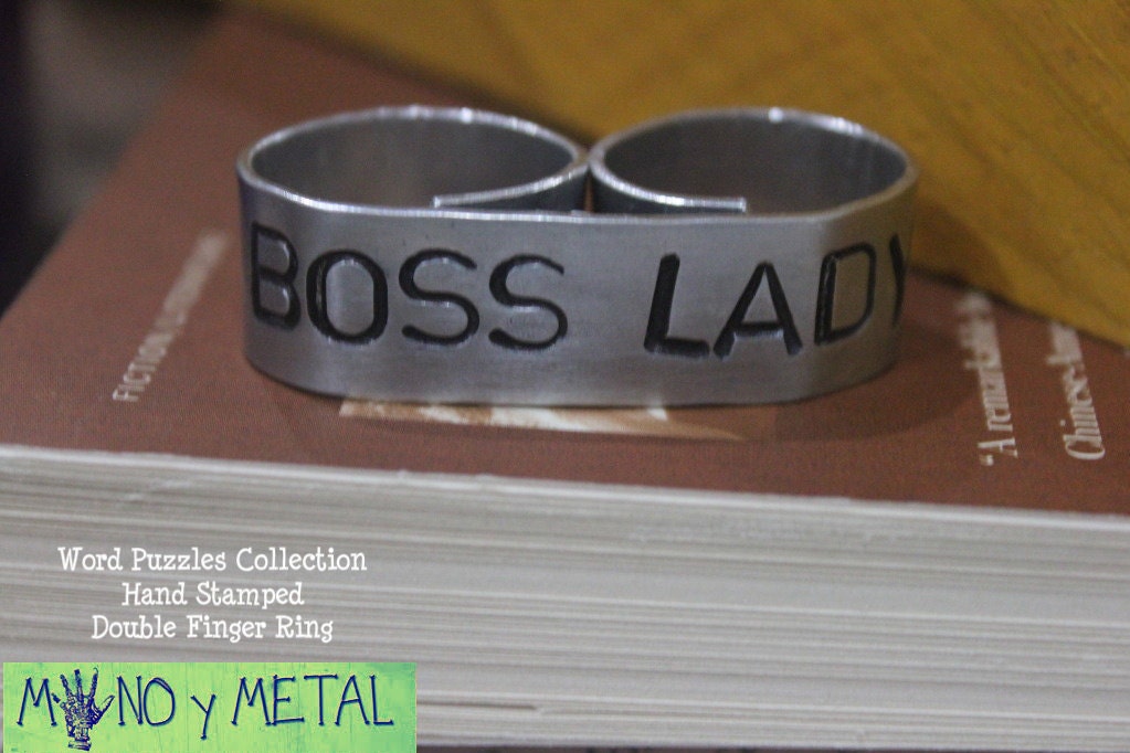 BOSS LADY // Hand Stamped Double-Finger Ring by Mano y Metal