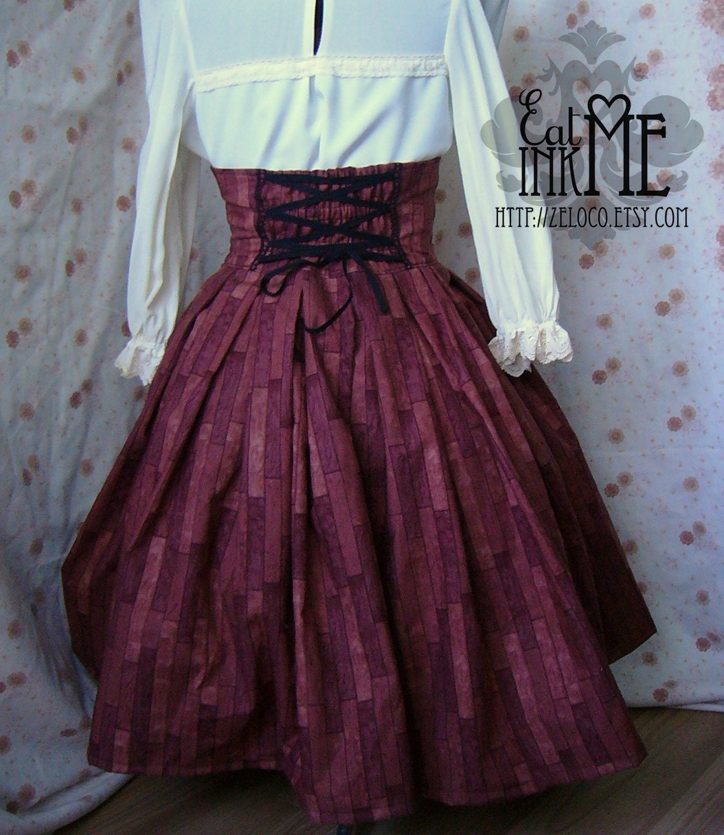 Hidden Secrets steampunk lolita neovictorian skirt with gold print