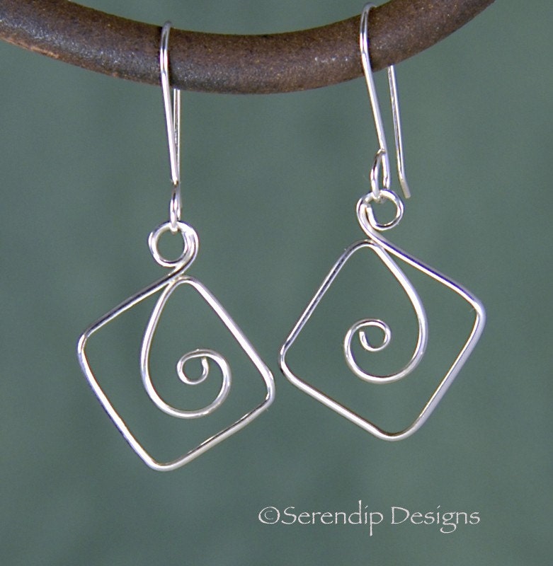 Square Spiral Silver Earrings  SE58