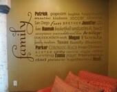 Family Subway Art Typography Word Art  -  Vinyl Wall Decal - Custom Designed With Your Choice of Words - Your Choice of Color