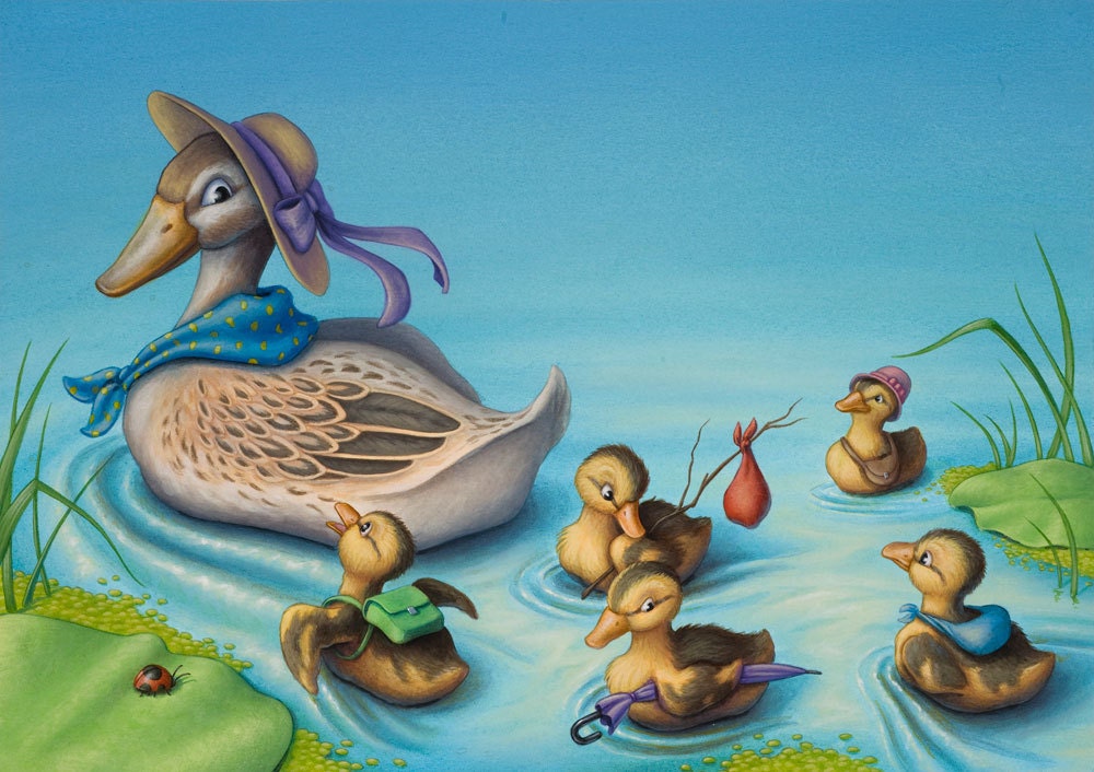 Ducklings on the Move - Original Painting