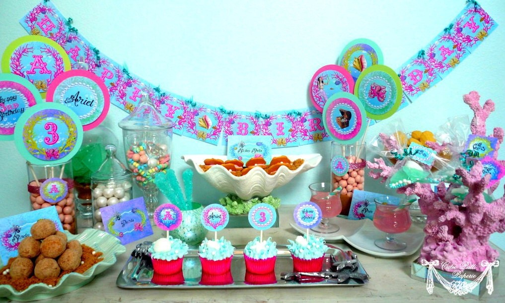 Mermaid Party, Under The Sea Party - PRINTABLE PARTY COLLECTION- Cutie Putti Paperie Il_570xn