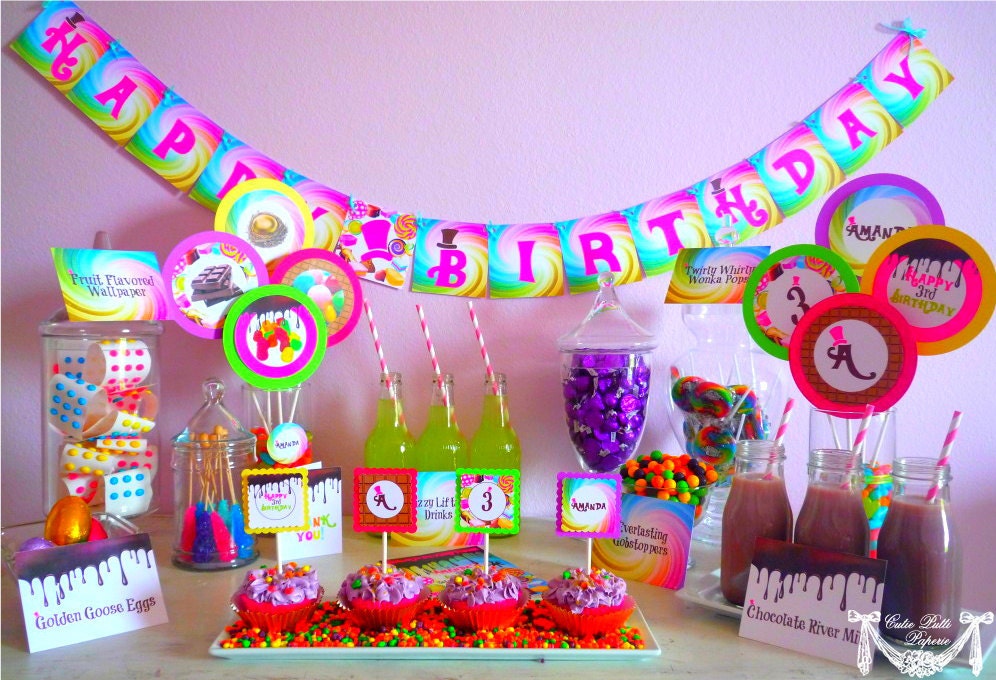 Willy Wonka Party, Candy Party - PRINTABLE PARTY COLLECTION - Cutie Putti Paperie Il_570xn