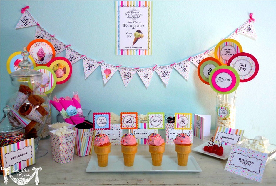 Ice Cream Party - PRINTABLE PARTY COLLECTION - Cutie Putti Paperie Il_570xn