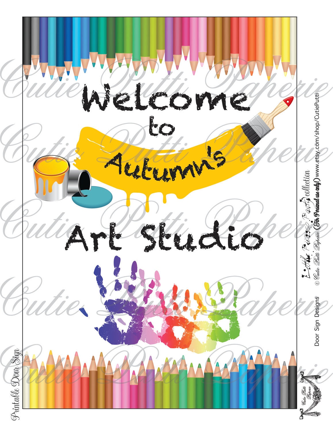 Art Party Rainbow Party Amy Atlas Featured - PRINTABLE WELCOME Door SIGN -Cutie Putti Paperie