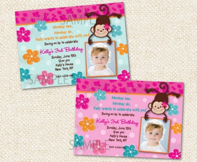 Monkey  Birthday Invitations