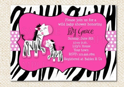 Zebra  Baby Shower Invitations