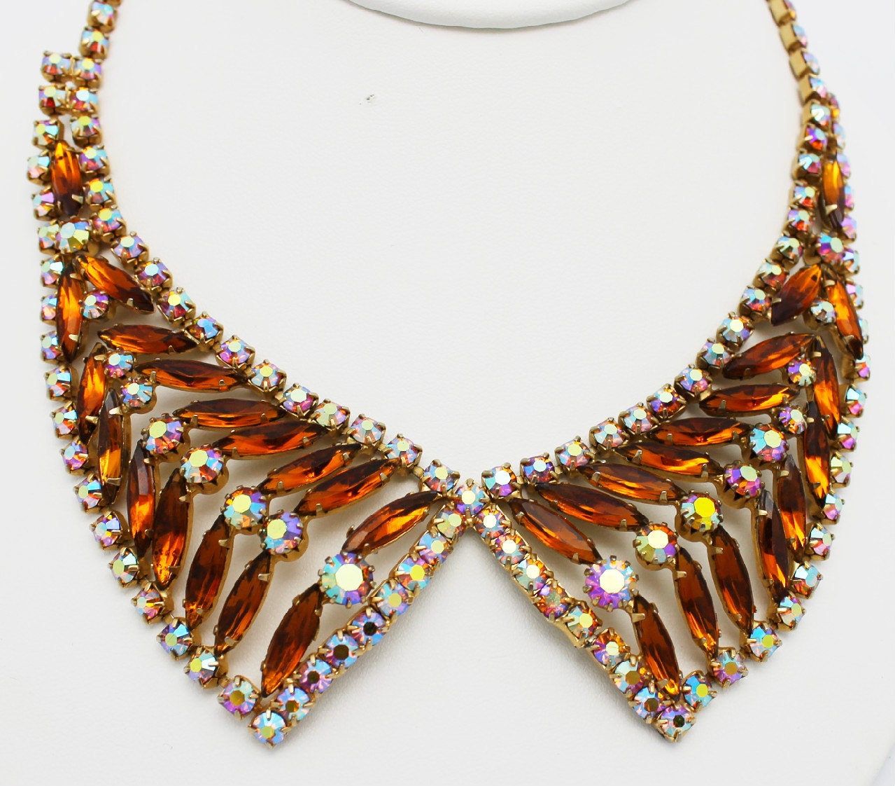 Vintage Collar Topaz Rhinestones