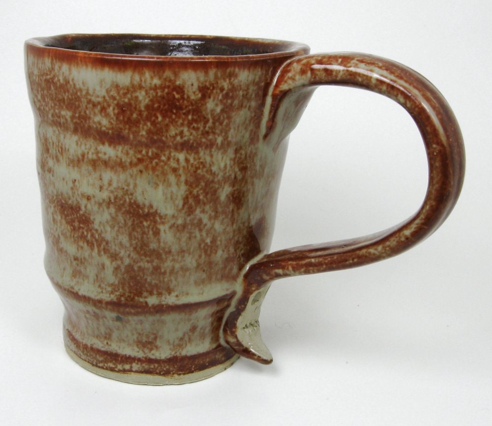 Skull Mug Primative Gothic Mug Green and Brown Gothic Hand Thrown Pottery