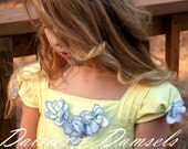 Custom lemon yellow white blue Flower girl pageant dress gown vintage inspired 6 mo-10 years