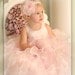 Pale pink satin, organza flower girl dress, cascading vertical ruffles baby, toddler & girl sizes