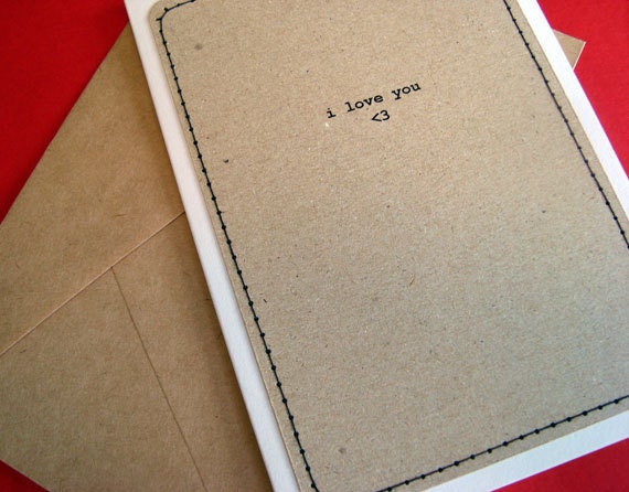 Handmade A6 Greeting Card with Envelope - I Love You