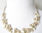 Vintage Rhinestone and Enamel Necklace - Flower Aurora Borealis