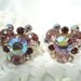 Vintage Earrings Rhinestone Pink Purple AB Gold