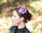 Flower Fascinator Hat in Phlox Purple with Vintage Silver Medallion - HERA