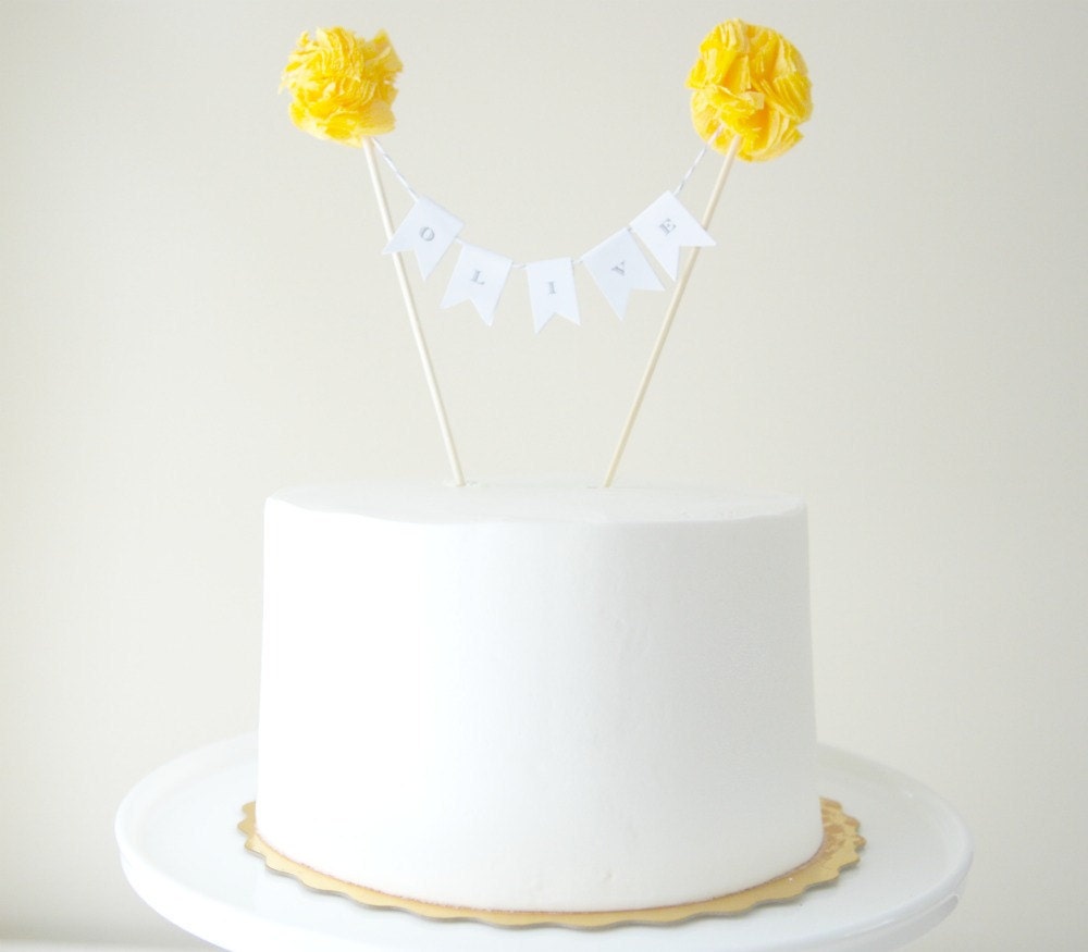 Lovely Day Cake Banner with Poms (Custom) Il_570xn