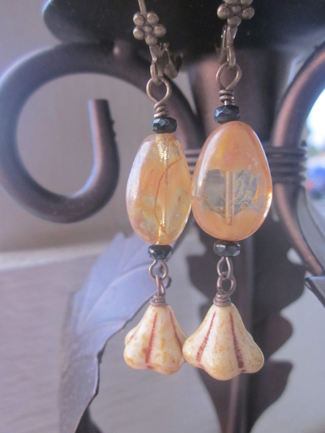 Spring Savings Sale Czech glass three ways  flower earringsTAGTMCTT