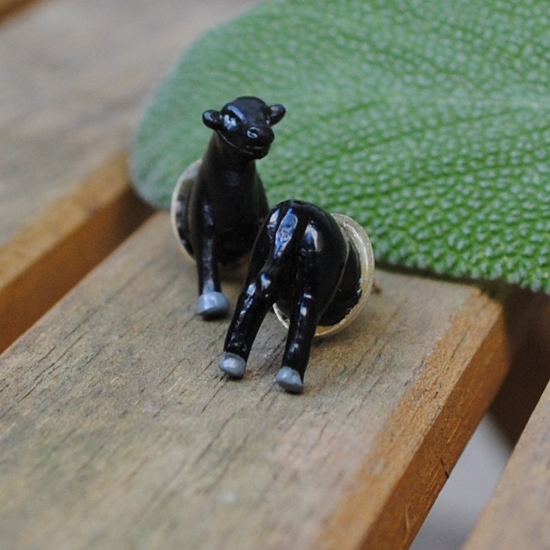 Black Cow Butt Earrings