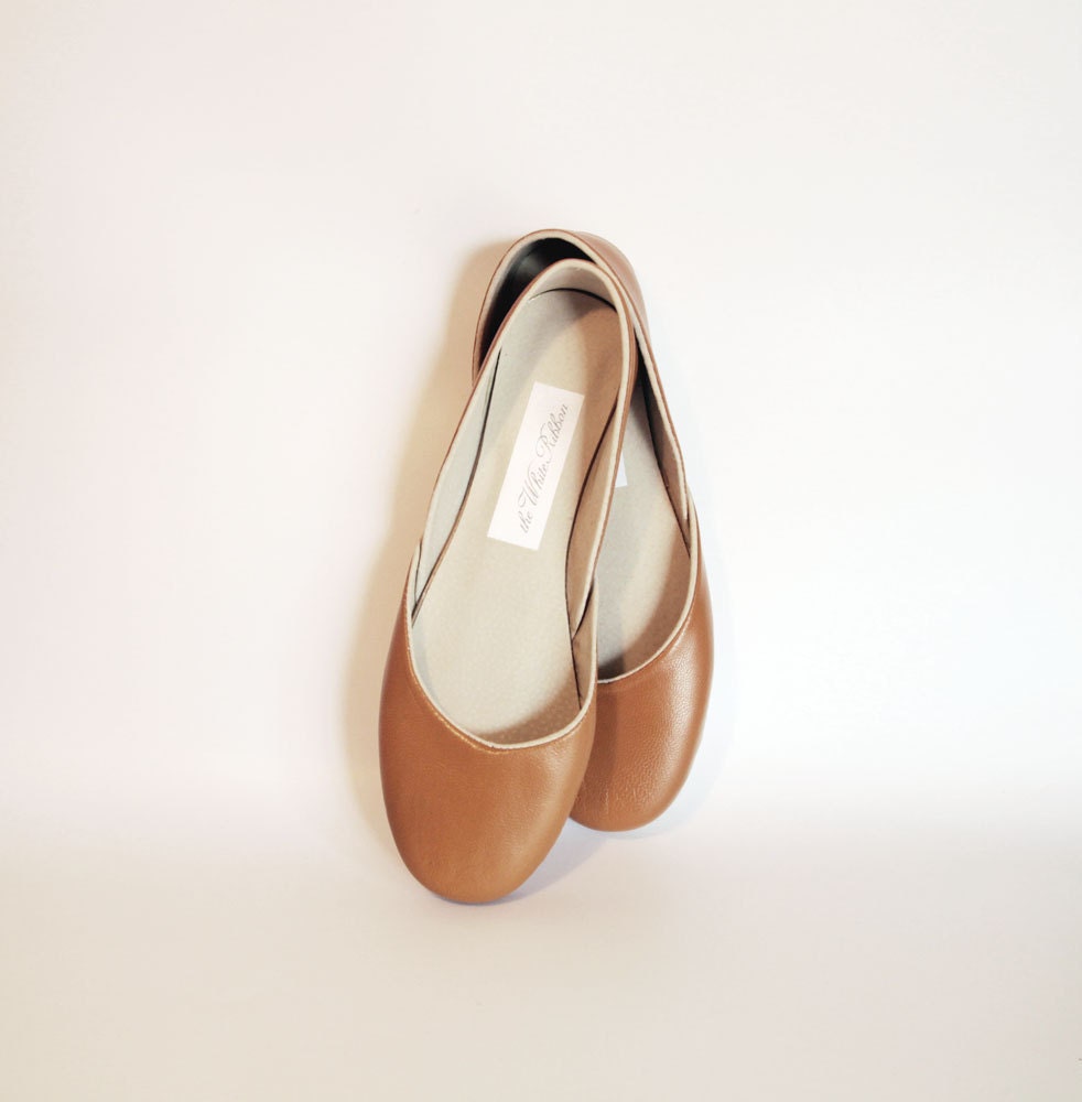 new. Soft leather ballet flats. Caramel. last pair, size 8