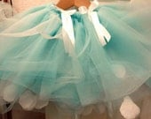 green and blue tutu, sewn and filled ,custom made newborn toddler baby, "mermaid garden"