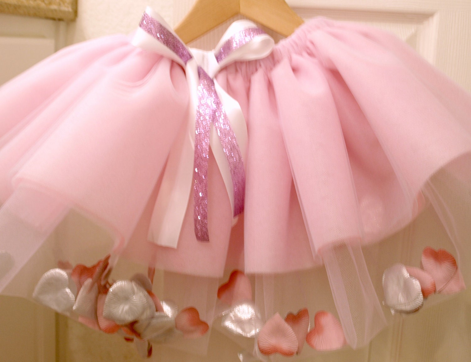 tutu pink, lavender, white , sewn and filled, custom made newborn, baby, toddler "bella rose "