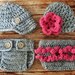 Twins Photography Prop Set in Gray and Hot Pink Available in Newborn to 12 Months- MADE TO ORDER