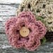 The Sofia Flower Beanie in Oatmeal, Dusty Pink, Taupe and Green with Matching Leg Warmers in Newborn to 24 Months Size- MADE TO ORDER