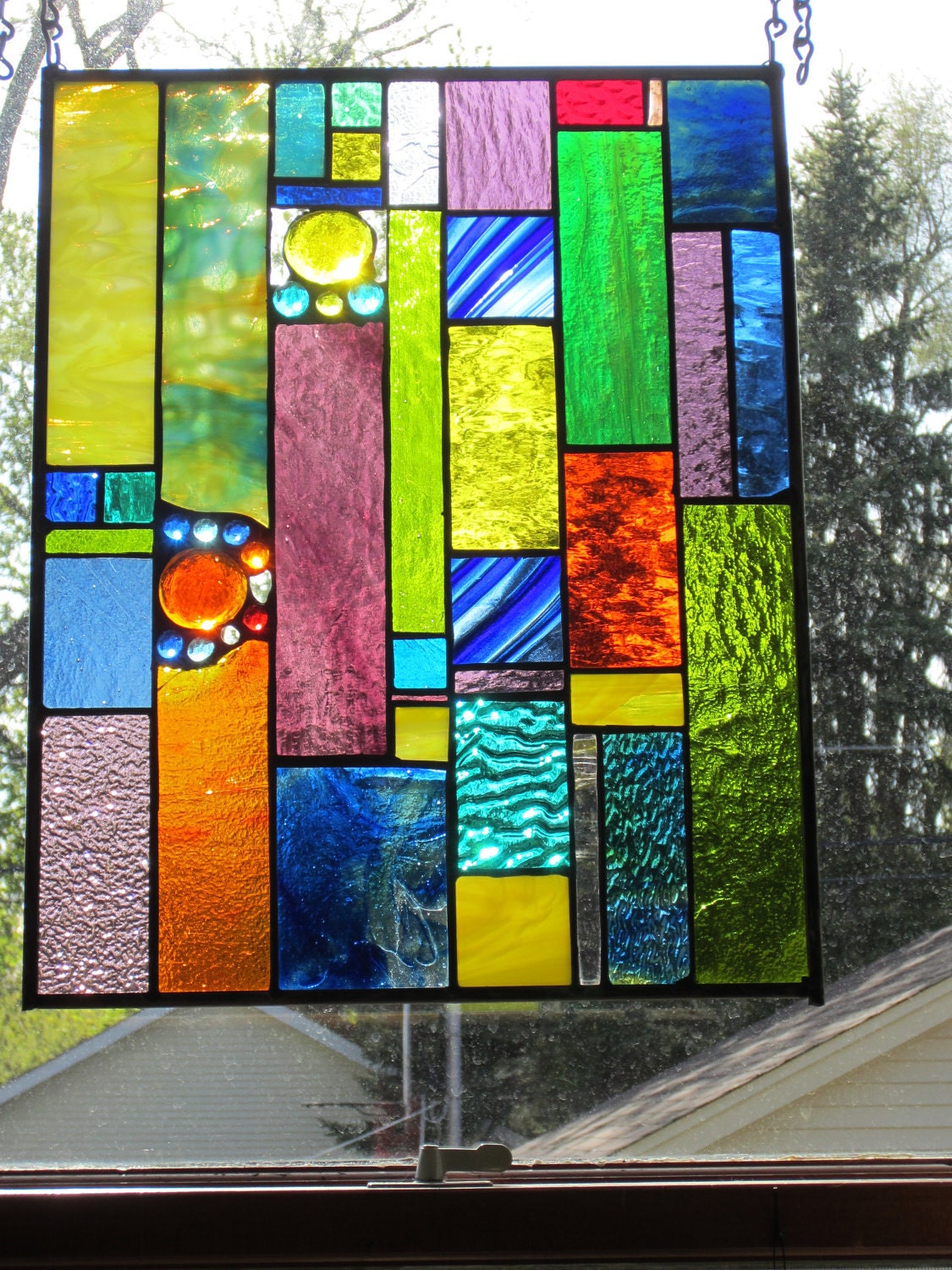 Fabulous Suncatcher Stained glass panel "SPARKLE SPARKLE"