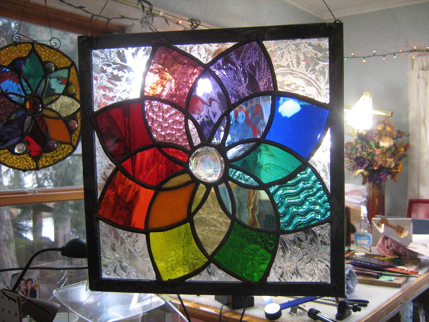 Suncatcher Stained glass color wheel medium size....WOWZA