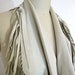 Leather Fringed Scarf - Cream