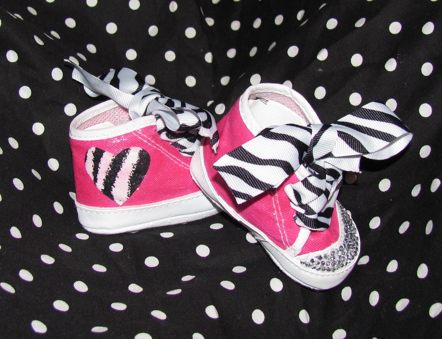 Items similar to Hot Pink and Zebra Blinged Out Infant Shoes on Etsy