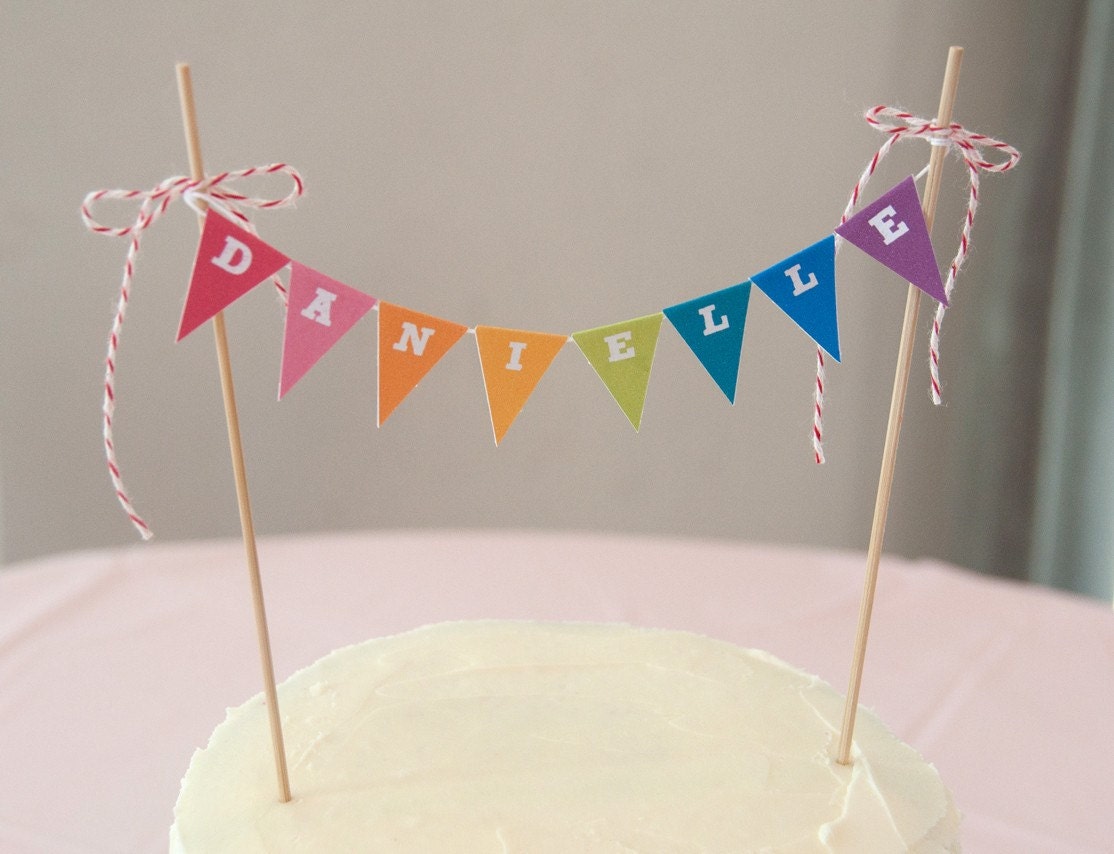 Rainbow Cake Banner / Garland / Topper DIY Printable - PDF Digital File