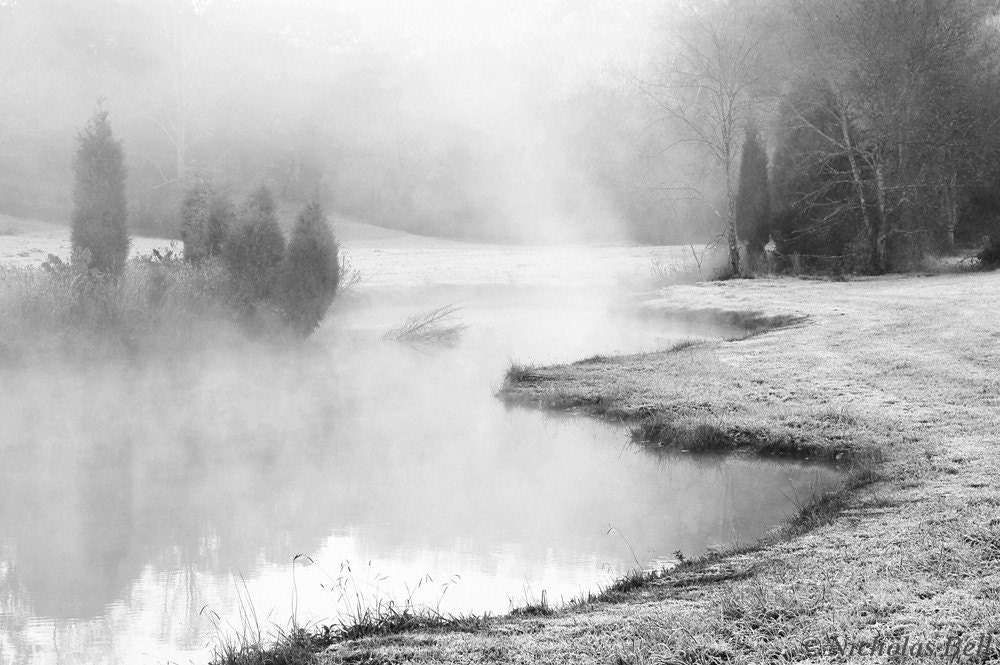 black and white landscape photography / winter /  fog /  grey /  November Frost 12 x 8 print - NicholasBellPhoto