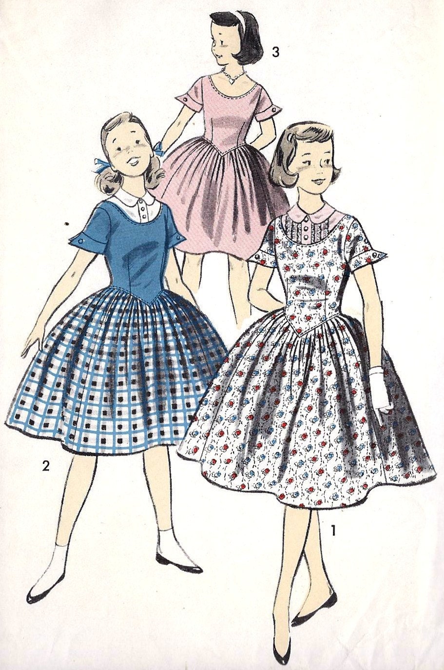 1950s Girls Party Dress with Dickey Vintage Sewing Pattern Advance 7854 size 8 uncut